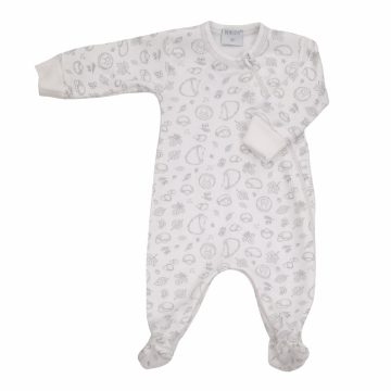   Wikids Hosszú ujjú cipzáros pamut rugi  - Fehér/Bézs Süni 56