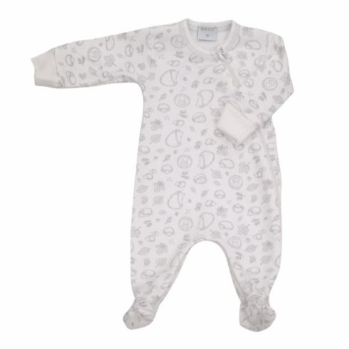 Wikids Hosszú ujjú cipzáros pamut rugi  - Fehér/Bézs Süni 56