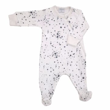   Wikids Hosszú ujjú cipzáros pamut rugi - Fehér/Fekete Apró Virágos - 56