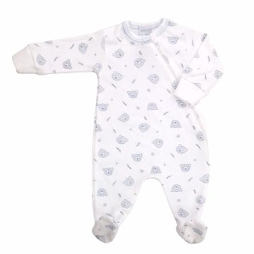   Wikids Hosszú ujjú cipzáros pamut rugi - Fehér/Sötétkék Maci fejes 62