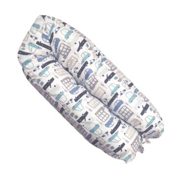 Wikids szoptatós párna 180cm - Szürke / Menta autós
