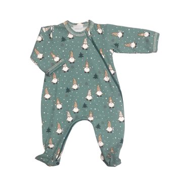   Wikids Hosszú ujjú  cipzáros pamut rugi - Karácsonyi Manó - Zöld - 50