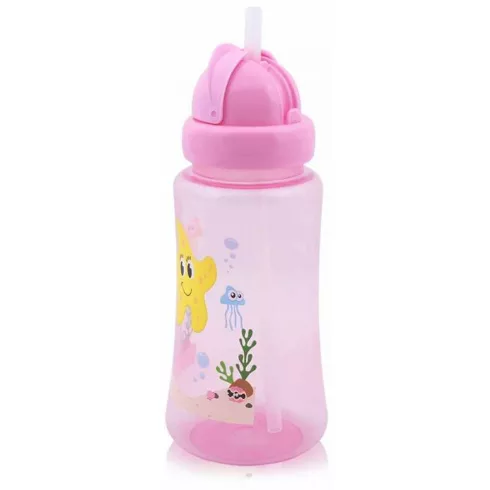 Baby Care Ocean szívószálas sportitató 330 ml - pink
