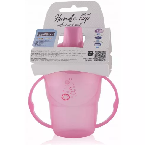 Baby Care itatópohár fogantyúval 210ml magas - pink