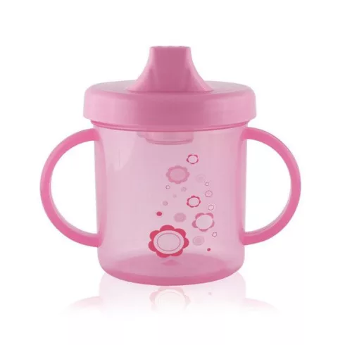 Baby Care itatópohár fogantyúval 210ml alacsony - pink