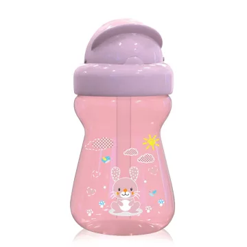   Lorelli Mini szívószálas sport itató - Animals Blush Pink