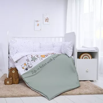   Lorelli ágynemű garnitúra Trend kombi ágyhoz, Happy Friends, Mint