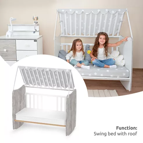 Lorelli Stars ringatható kiságy 60x120 - White / Artwood
