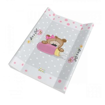   Babastar merev pelenkázólap 50x80cm - It's a Girl! Maci cumisüveggel - Szürke