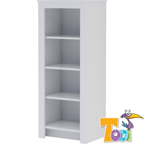 Todi White Bunny keskeny nyitott polcos szekrény (140 cm magas)