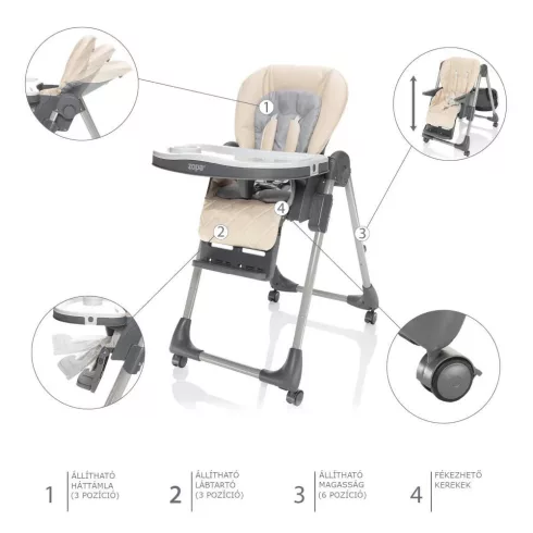 Zopa Monti 2 Multifunkciós Etetőszék - Diamond Beige