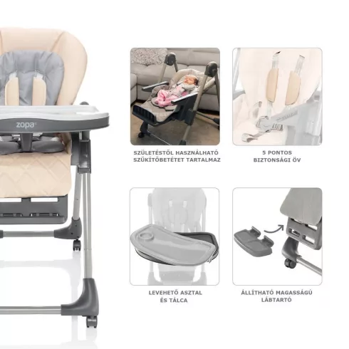 Zopa Monti 2 Multifunkciós Etetőszék - Diamond Grey