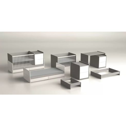 Faktum Alda Classic Kombi babaágy rágásvédővel - Arctic szürke/Magasfényű fehér