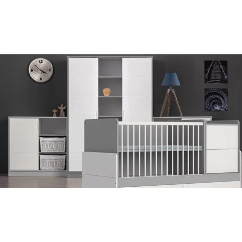 Faktum Alda Classic Kombi babaágy rágásvédővel - Arctic szürke/Magasfényű fehér