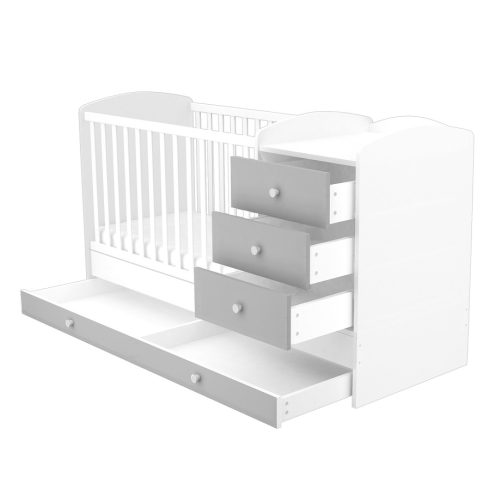 Timba Erik Kombinált 3 fiókos gyermekágy Ezüst-Fehér